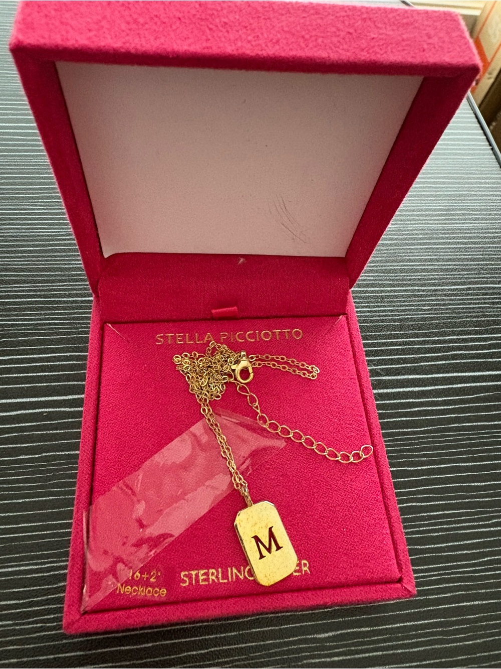 Gold Initial 'M' Sterling Silver Necklace